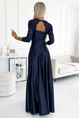 Long dress navy blue 188119 Numoco-1