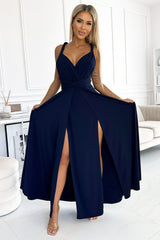 Long dress navy blue / 189679 Numoco-0