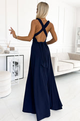 Long dress navy blue / 189679 Numoco-1