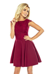 Dress MARTA burgundy with lace / Numoco 157-3-0