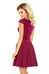 Dress MARTA burgundy with lace / Numoco 157-3-3