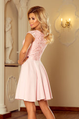 Dress MARTA pink with lace / Numoco 157-4-3