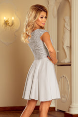 Dress MARTA grey with lace / Numoco 157-6-3