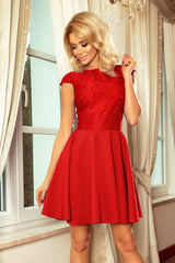 Dress MARTA red with lace / Numoco 157-8-0