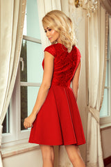 Dress MARTA red with lace / Numoco 157-8-3