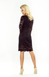 Lace dress black with long sleeves and a neckline Numoco 170-1-1