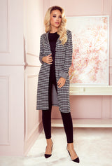 Coat with hood and pockets houndstooth / Numoco 218-6 -2