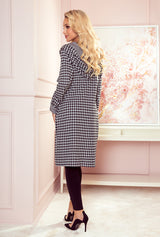 Coat with hood and pockets houndstooth / Numoco 218-6 -1