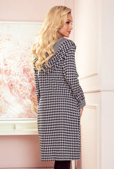 Coat with hood and pockets houndstooth / Numoco 218-6 -3