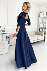 Evening dress navy blue 177069 Numoco-1